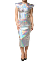 Robe Midi Bodycon Iridescente Argentée Dolce & Gabbana