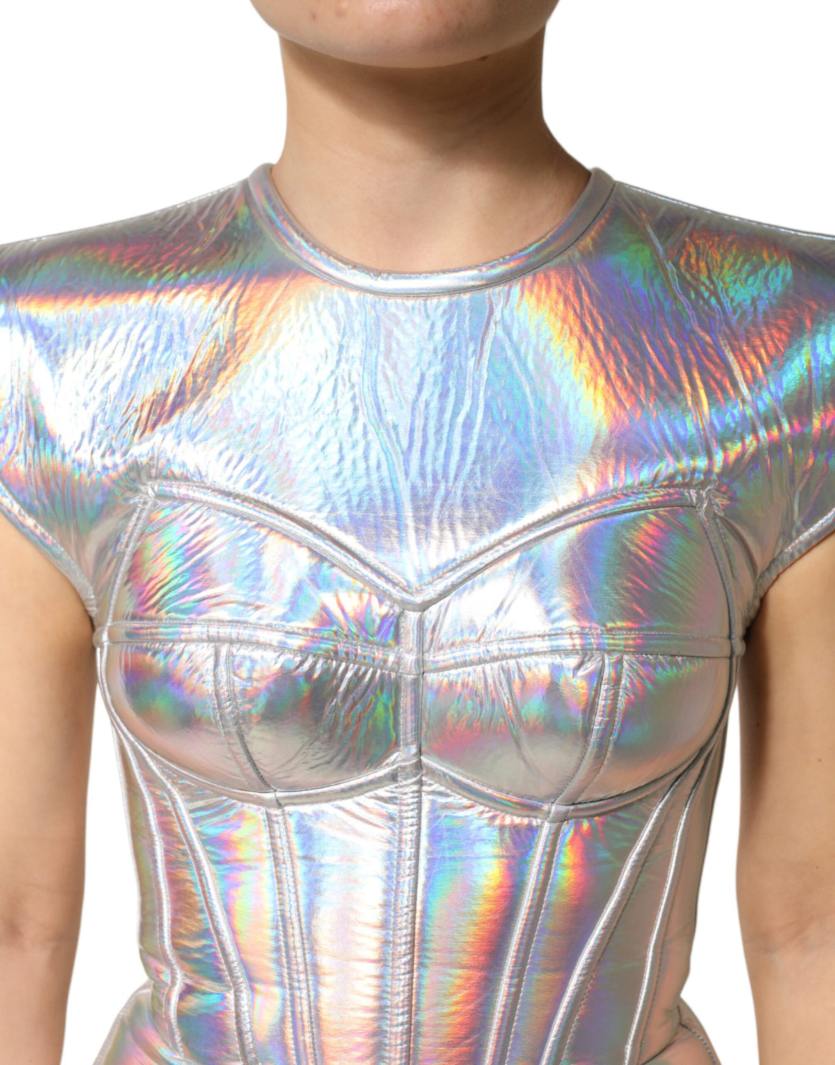Robe Midi Bodycon Iridescente Argentée Dolce & Gabbana