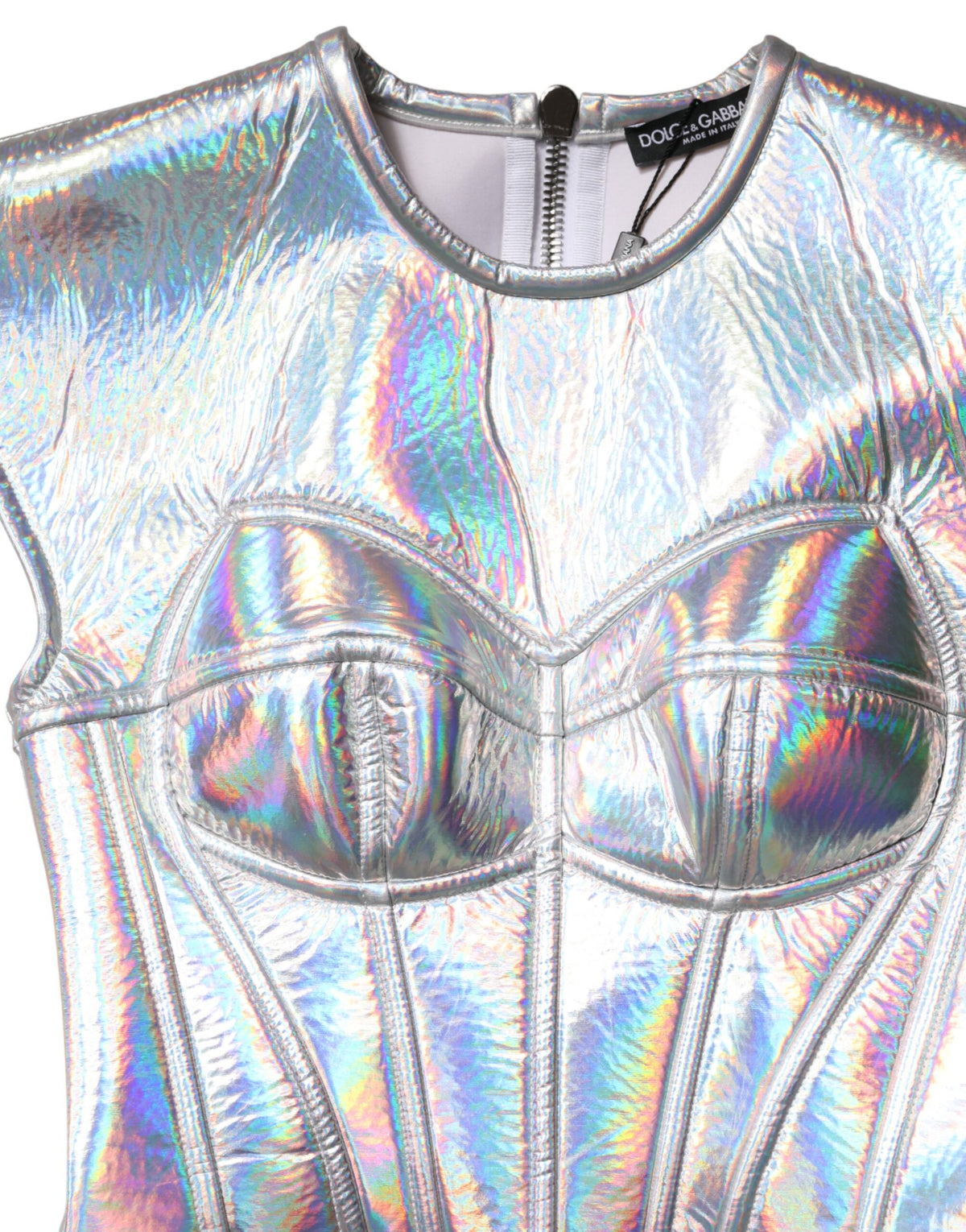 Robe Midi Bodycon Iridescente Argentée Dolce & Gabbana