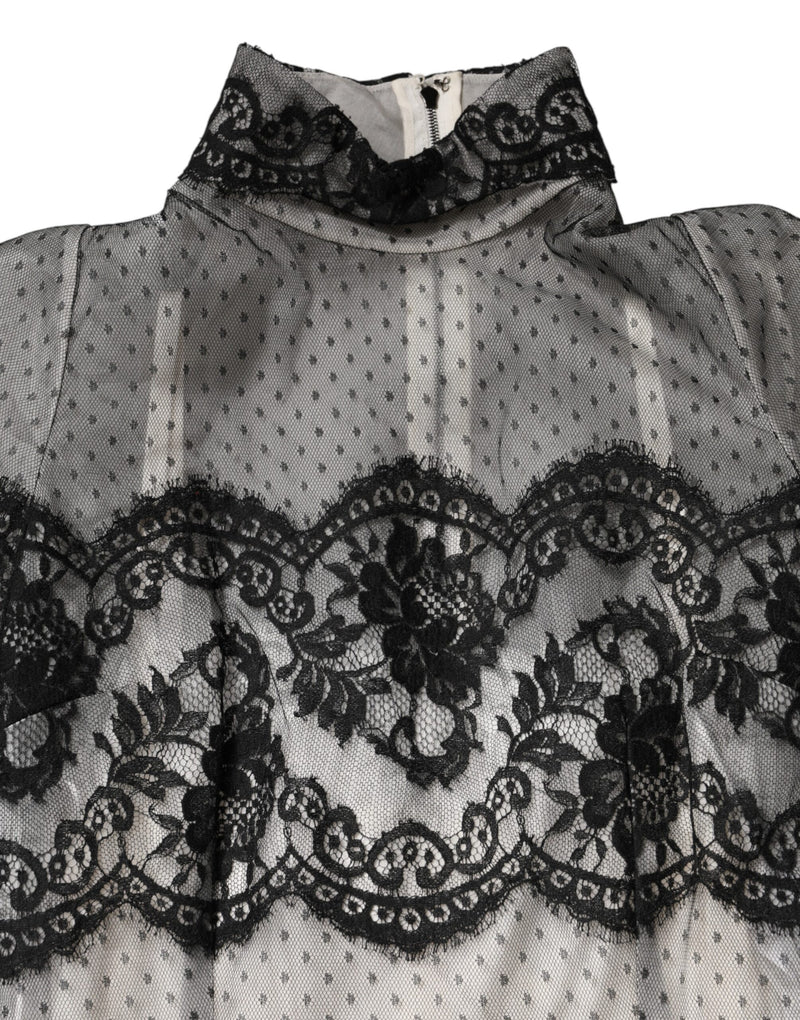 Robe Maxi Sheath en Dentelle et Soie Dolce & Gabbana Noir et Blanc