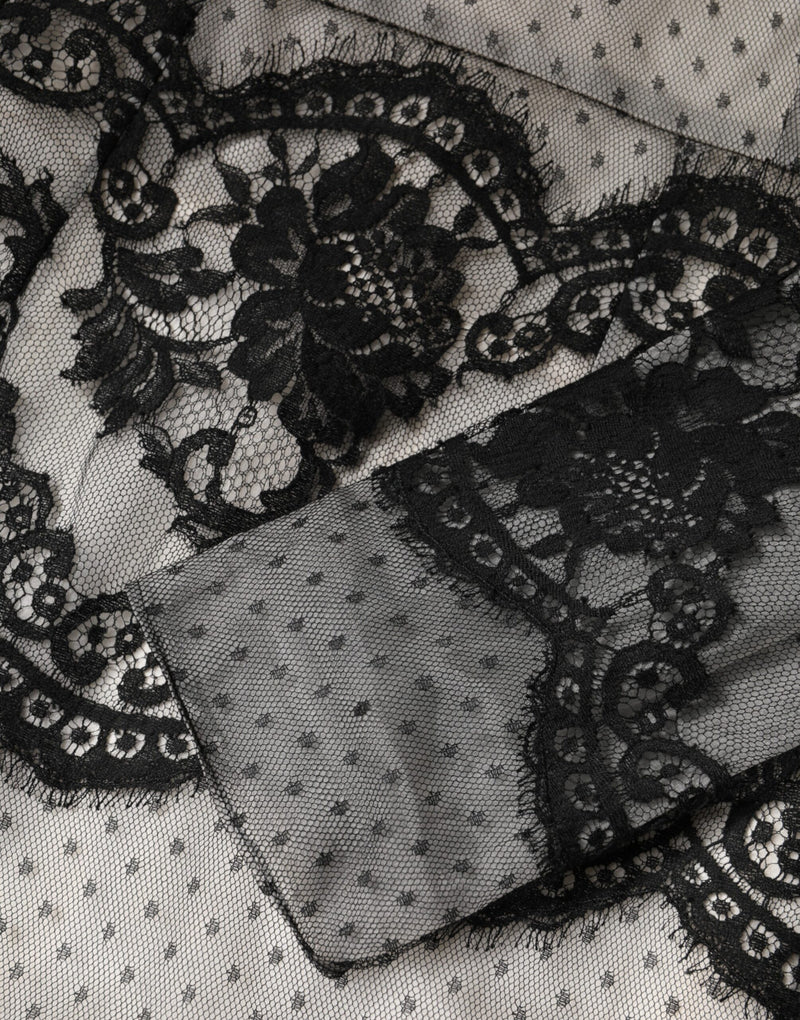 Robe Maxi Sheath en Dentelle et Soie Dolce & Gabbana Noir et Blanc