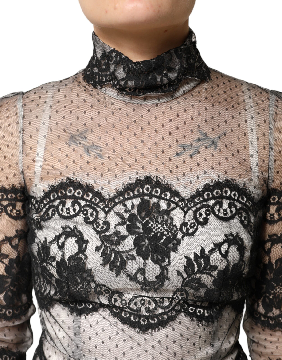 Robe Maxi Sheath en Dentelle et Soie Dolce & Gabbana Noir et Blanc