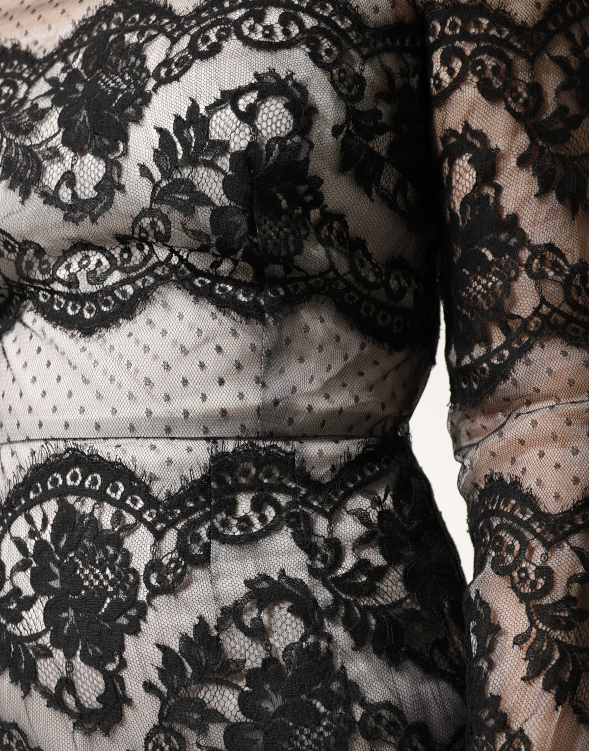 Robe Maxi Sheath en Dentelle et Soie Dolce & Gabbana Noir et Blanc