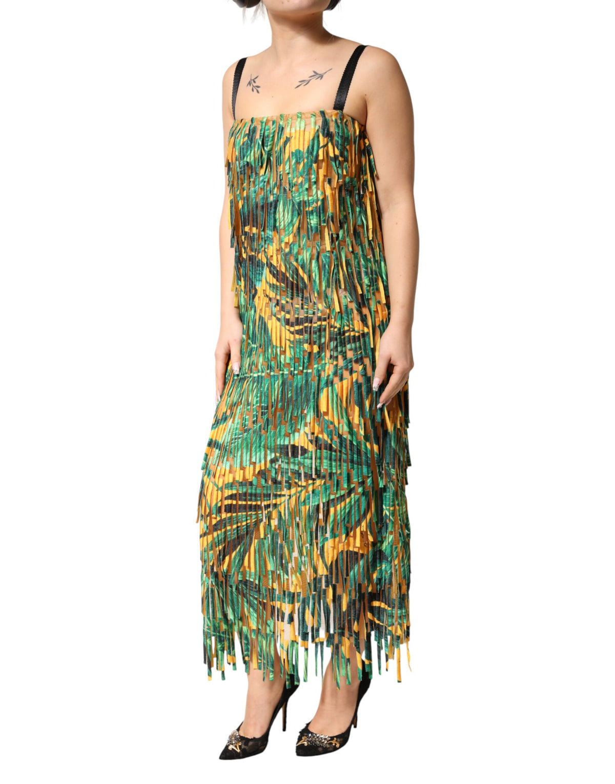 Robe Maxi à Imprimé Tropical Multicolore Dolce & Gabbana