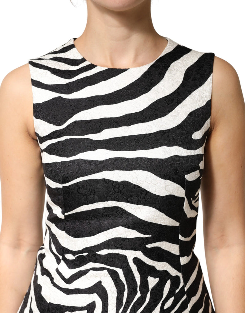 Robe A-ligne sans manches Dolce & Gabbana Zebra Noir et Blanc