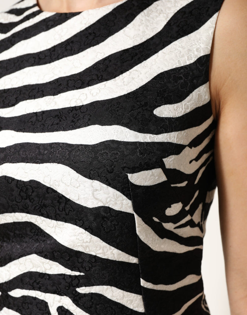 Robe A-ligne sans manches Dolce & Gabbana Zebra Noir et Blanc
