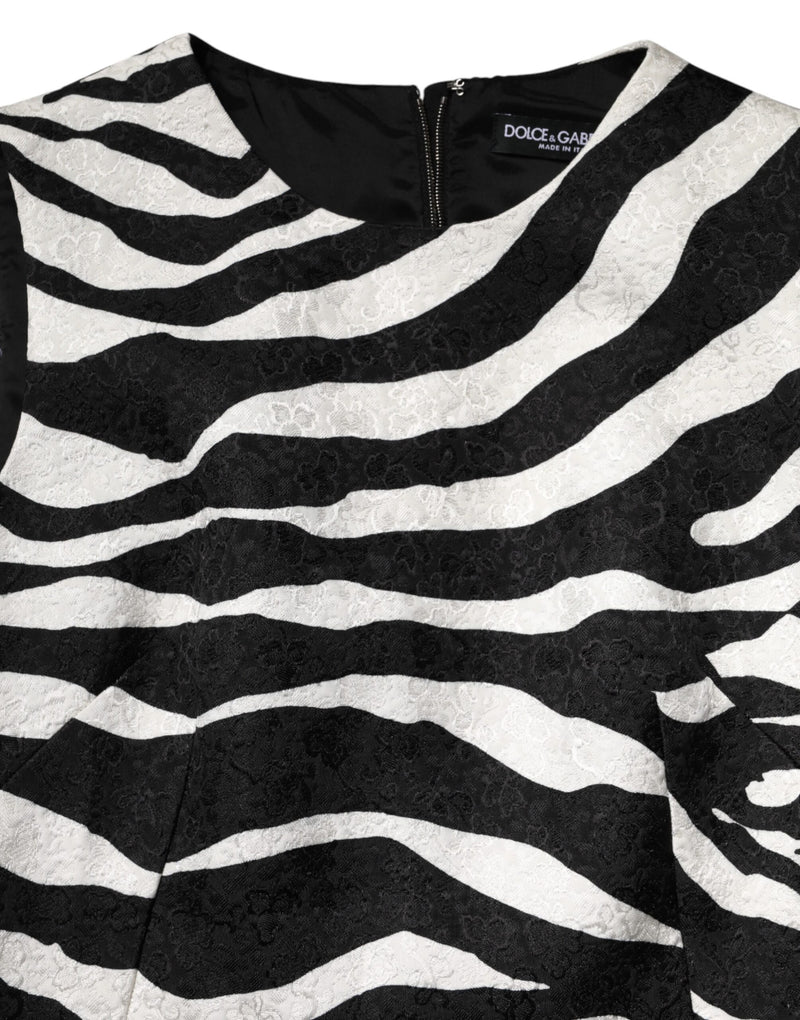 Robe A-ligne sans manches Dolce & Gabbana Zebra Noir et Blanc