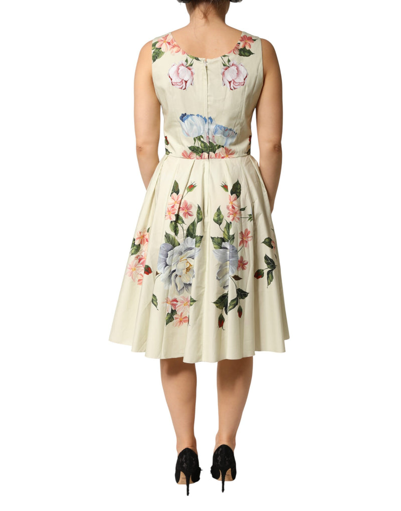 Robe A-line sans manches florale beige Dolce & Gabbana