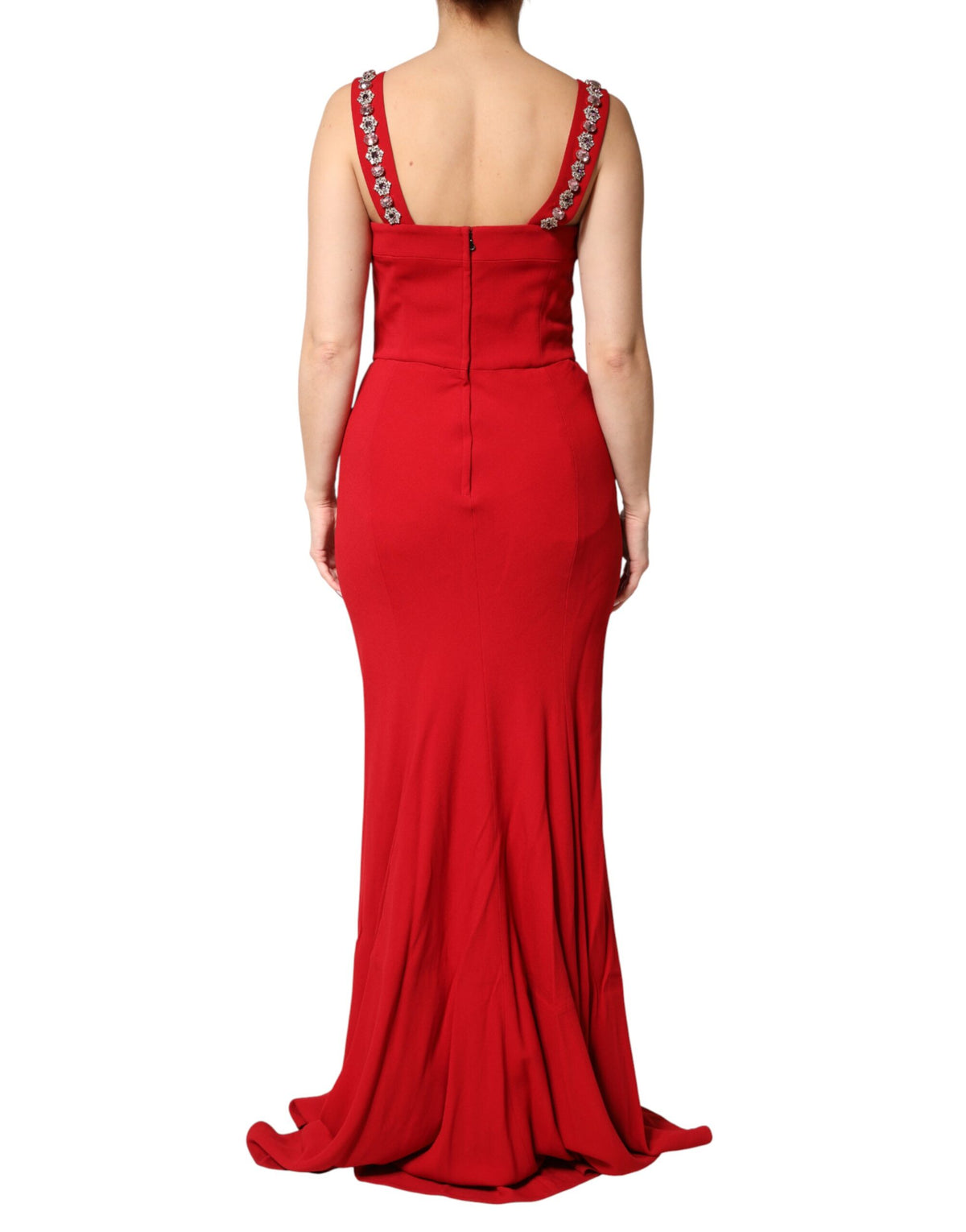 Robe longue Dolce & Gabbana rouge ornée et ajustée