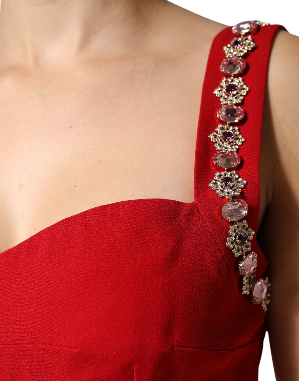 Robe longue Dolce & Gabbana rouge ornée et ajustée