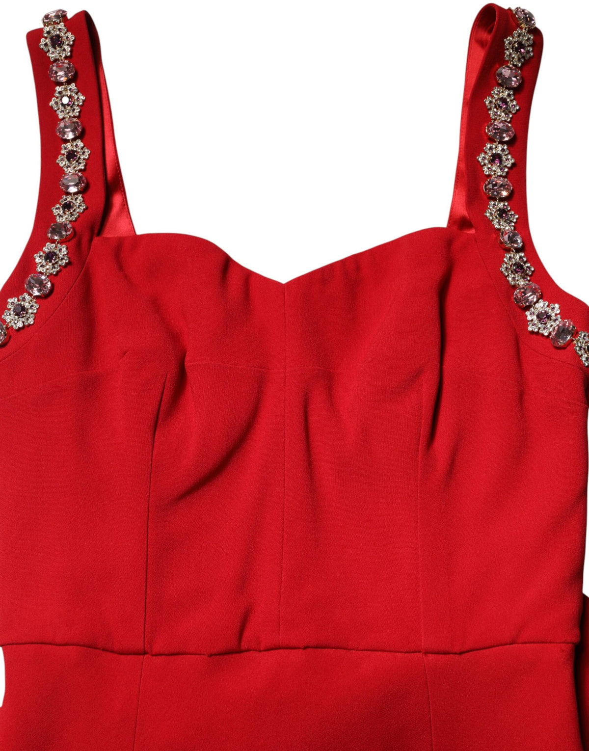 Robe longue Dolce & Gabbana rouge ornée et ajustée