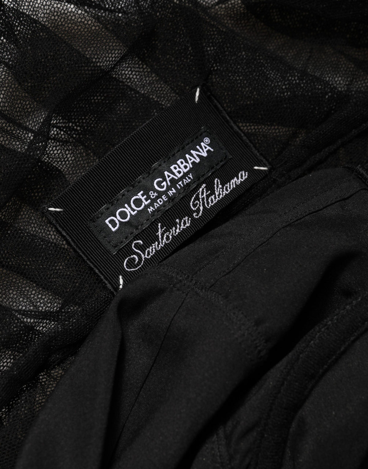 Dolce & Gabbana Robe Midi Noire à Encolure en V et Ourlet en Dentelle