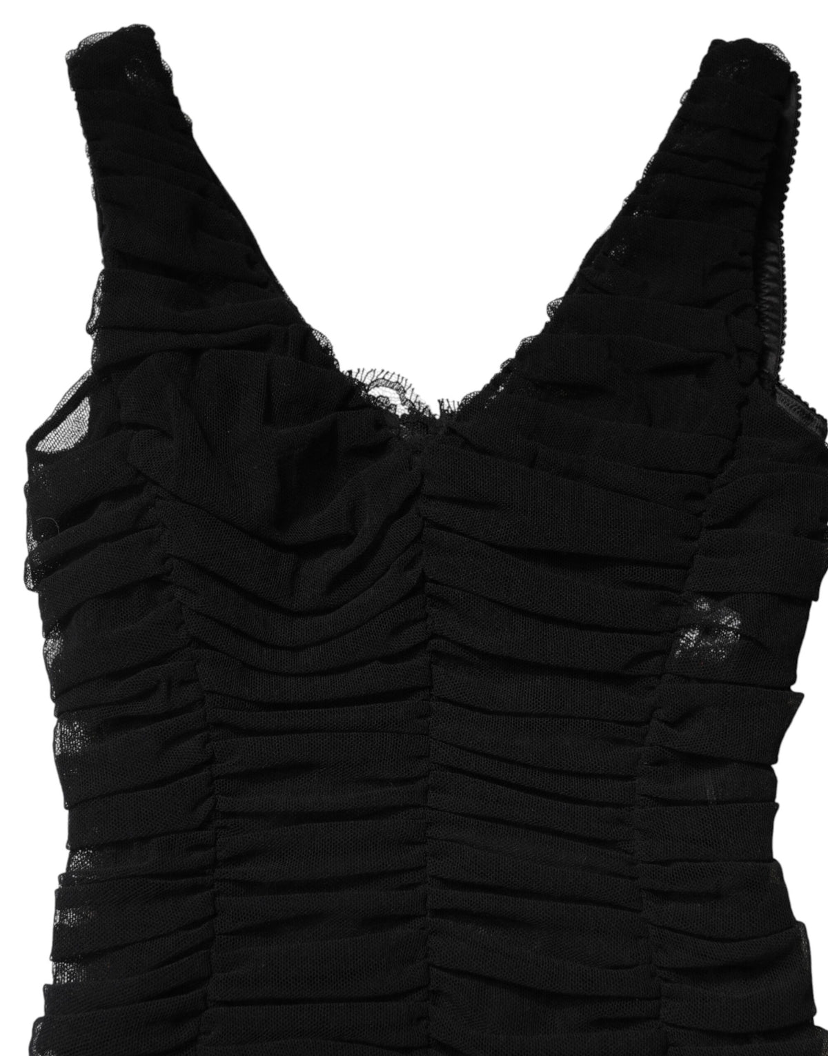 Dolce & Gabbana Robe Midi Noire à Encolure en V et Ourlet en Dentelle
