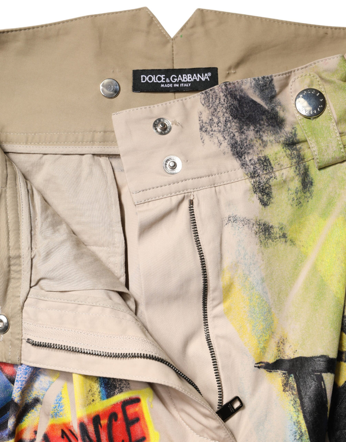 Dolce & Gabbana Multicolor Graffiti High Waist Bermuda Shorts