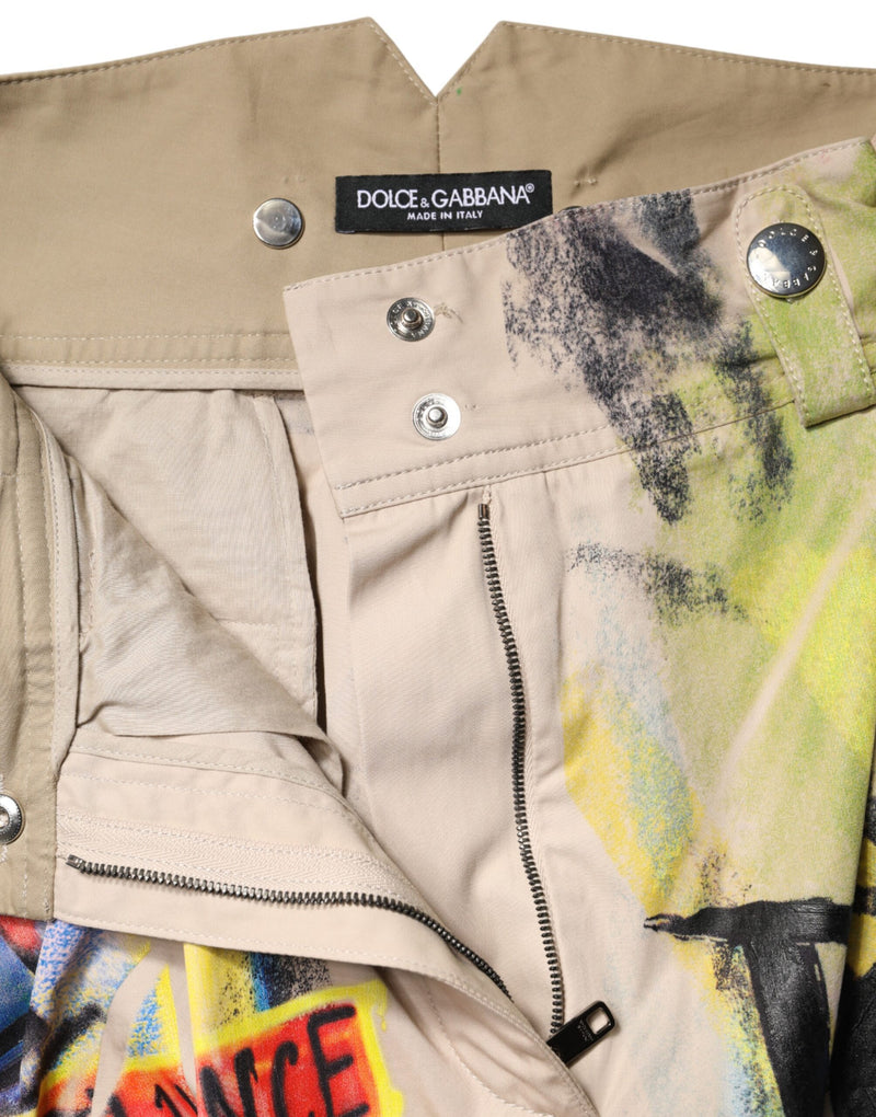 Dolce & Gabbana Multicolor Graffiti High Waist Bermuda Shorts