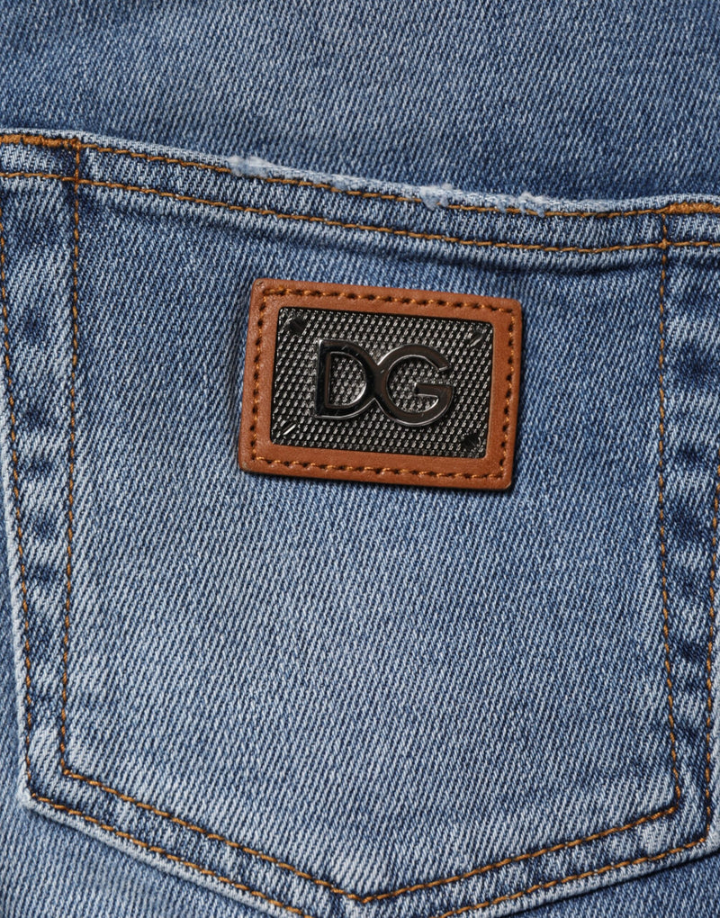 Dolce & Gabbana Blue Washed Cotton Skinny Denim Trouser Jeans