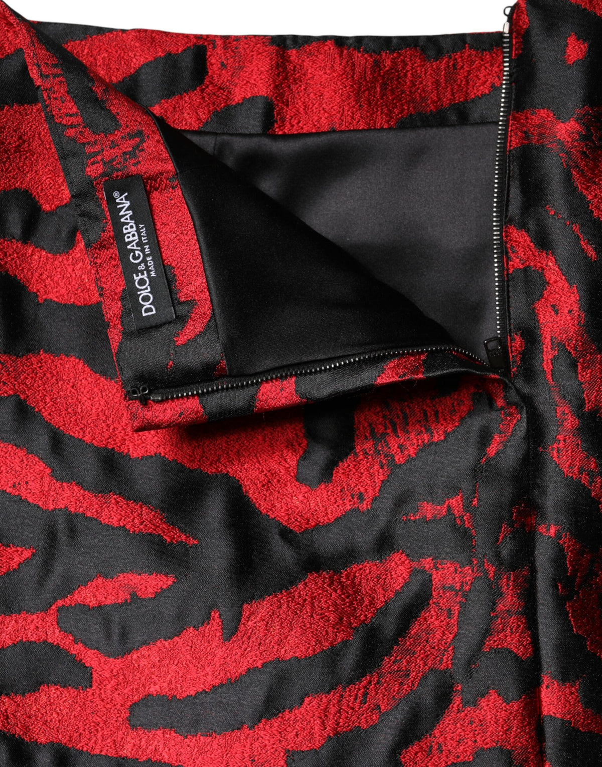 Dolce & Gabbana Jupe Mini Jacquard Haute Taille Noir Rouge