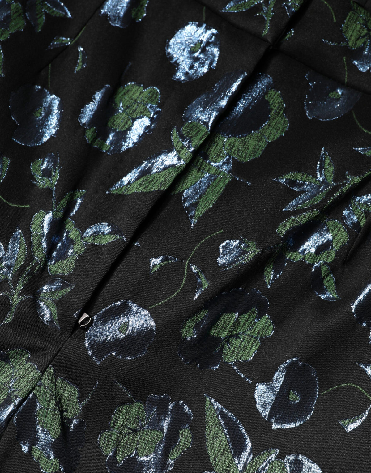 Dolce & Gabbana Blue Green Floral Metallic Slim Trouser Pants
