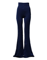 Elisabetta Franchi Pantalon Flare Taille Haute Bleu Marine