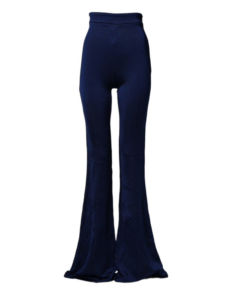 Elisabetta Franchi Pantalon Flare Taille Haute Bleu Marine