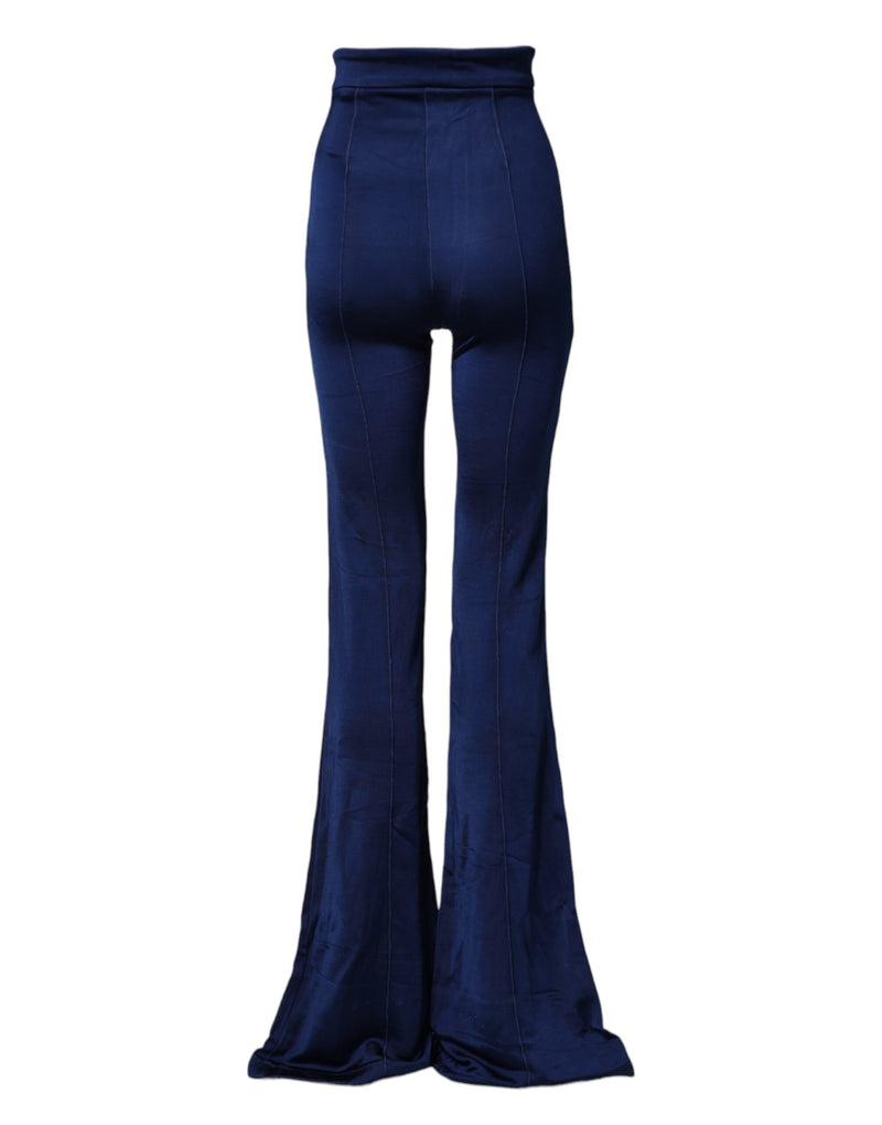 Elisabetta Franchi Pantalon Flare Taille Haute Bleu Marine