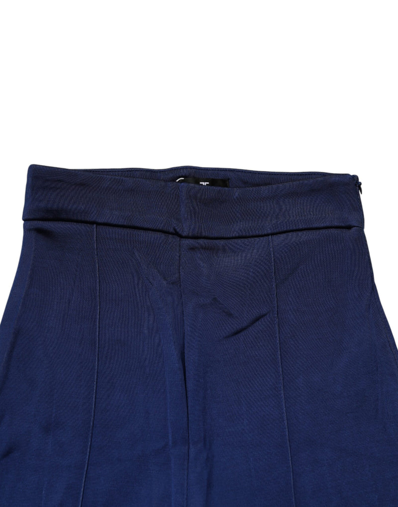 Elisabetta Franchi Pantalon Flare Taille Haute Bleu Marine