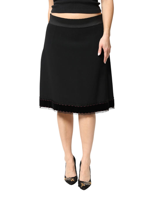 Dolce & Gabbana Jupe Noire Mi-Taille A-Ligne Longueur Genou