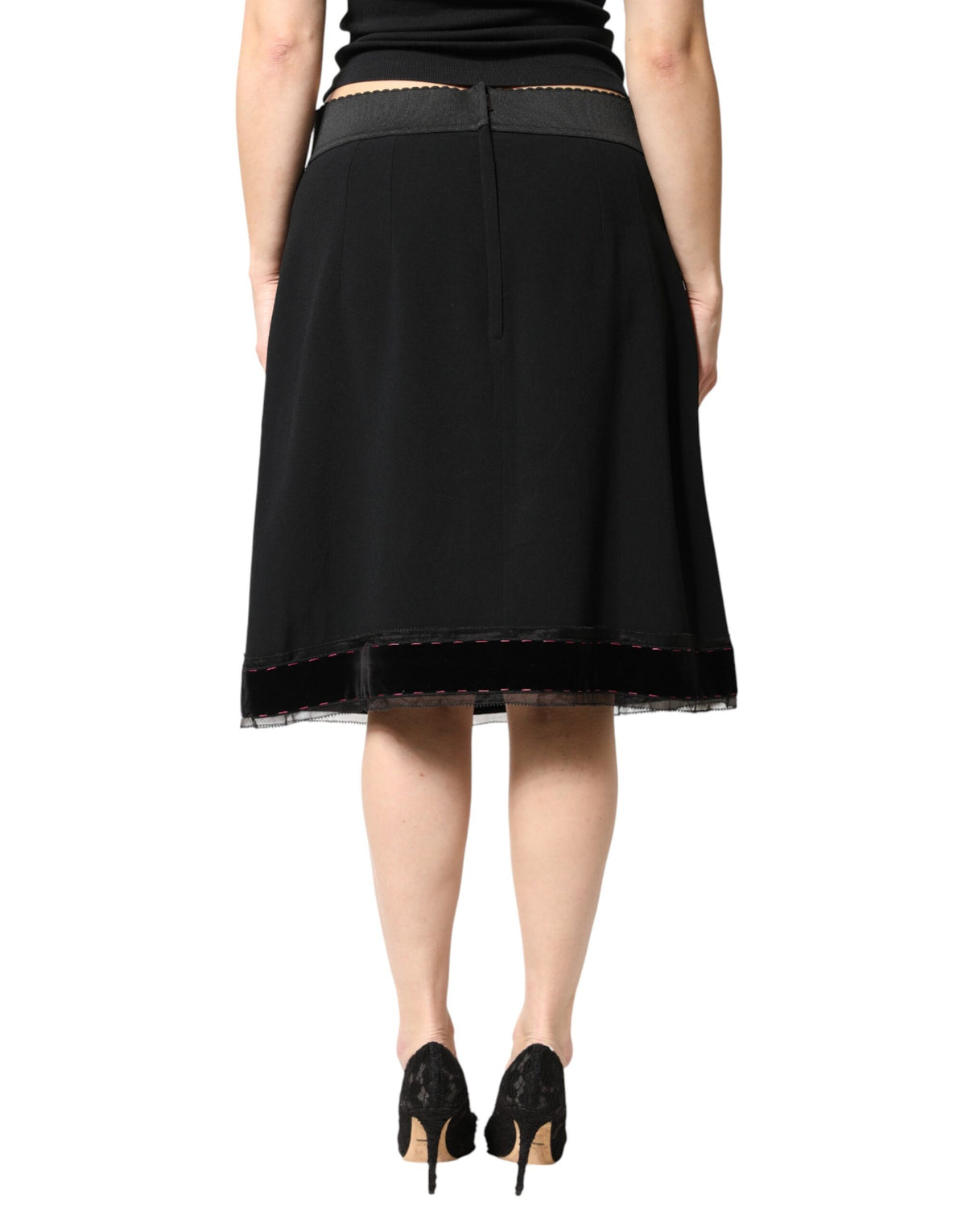 Dolce & Gabbana Jupe Noire Mi-Taille A-Ligne Longueur Genou