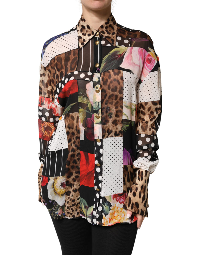 Dolce & Gabbana Multicolor Patchwork Silk Blouse Top