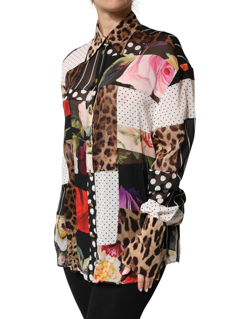 Dolce & Gabbana Multicolor Patchwork Silk Blouse Top