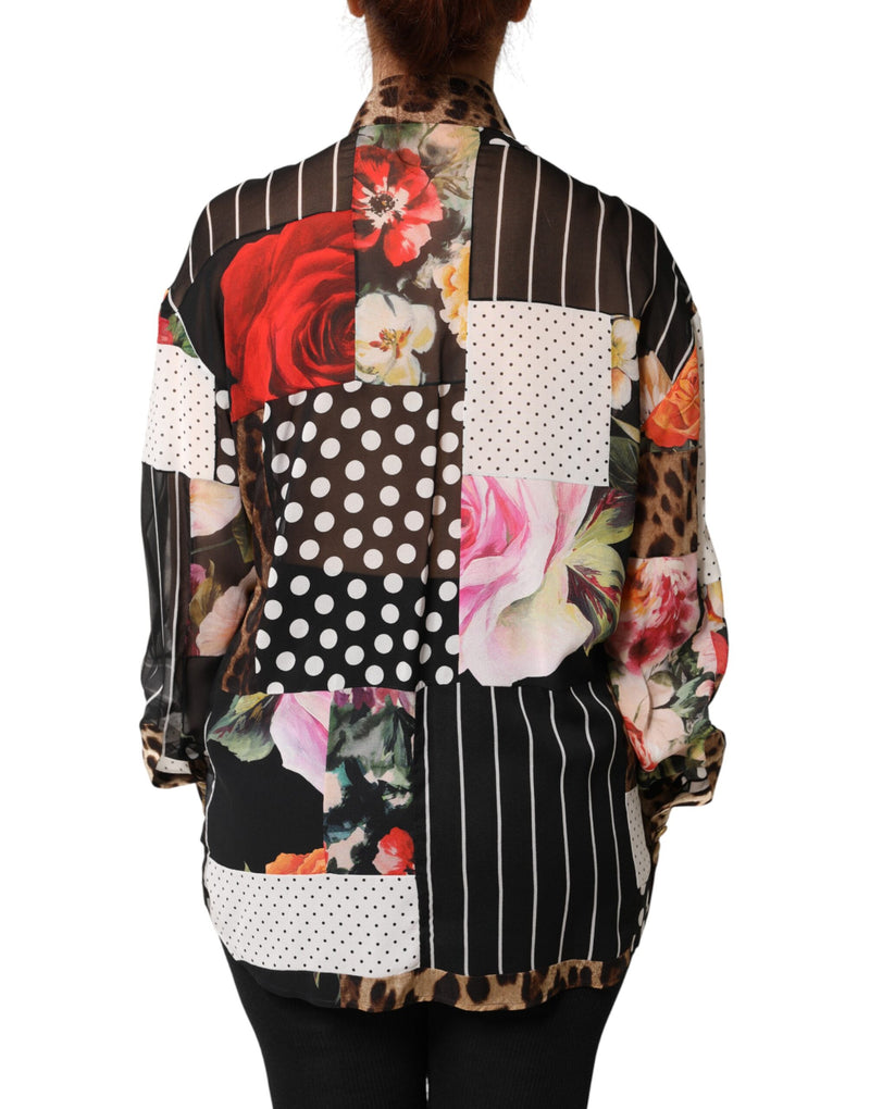 Dolce & Gabbana Multicolor Patchwork Silk Blouse Top