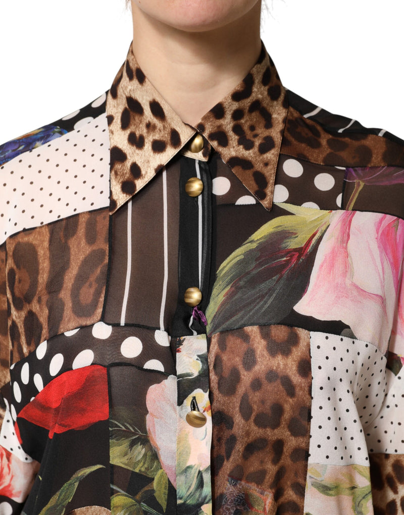Dolce & Gabbana Multicolor Patchwork Silk Blouse Top