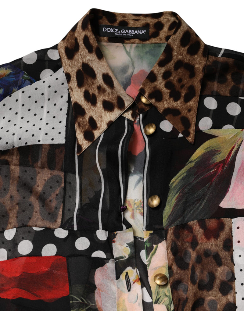 Dolce & Gabbana Multicolor Patchwork Silk Blouse Top