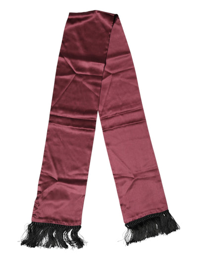 Foulard Dolce &amp; Gabbana en satin de soie bordeaux à franges 