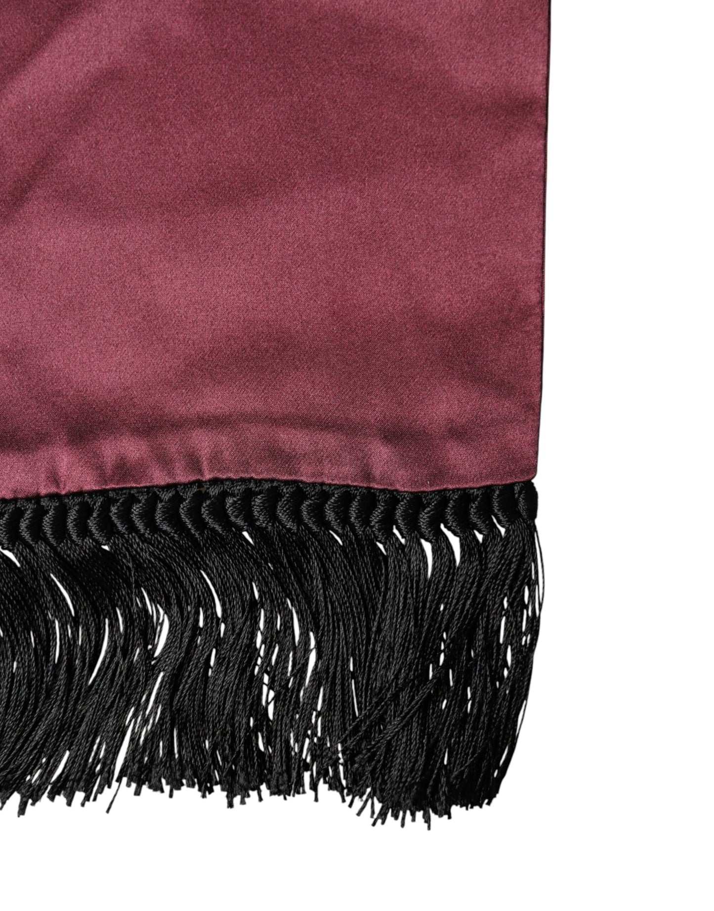 Foulard Dolce &amp; Gabbana en satin de soie bordeaux à franges 