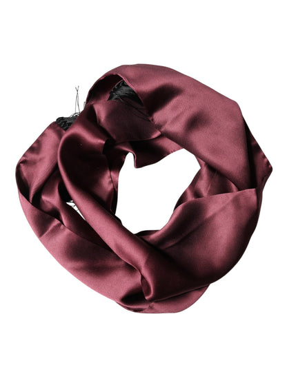 Foulard Dolce &amp; Gabbana en satin de soie bordeaux à franges 