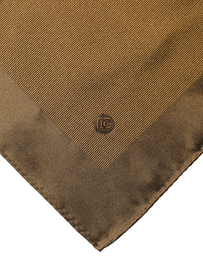 Mouchoir carré en soie marron à logo Dolce &amp; Gabbana pour homme
