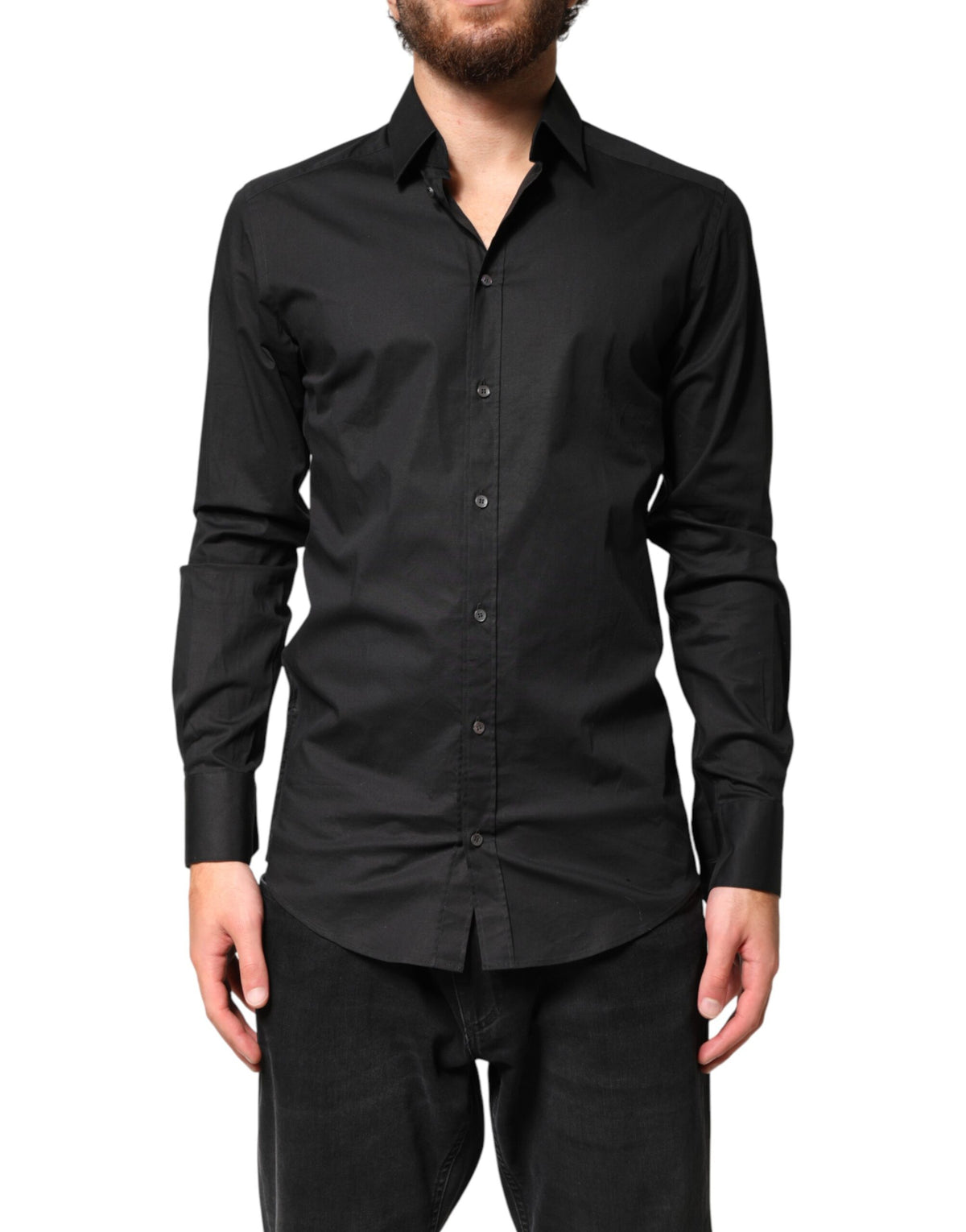 Chemise habillée formelle pour homme Dolce &amp; Gabbana en coton noir et or