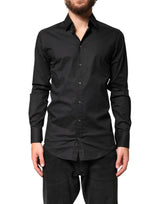 Chemise habillée formelle pour homme Dolce &amp; Gabbana en coton noir et or