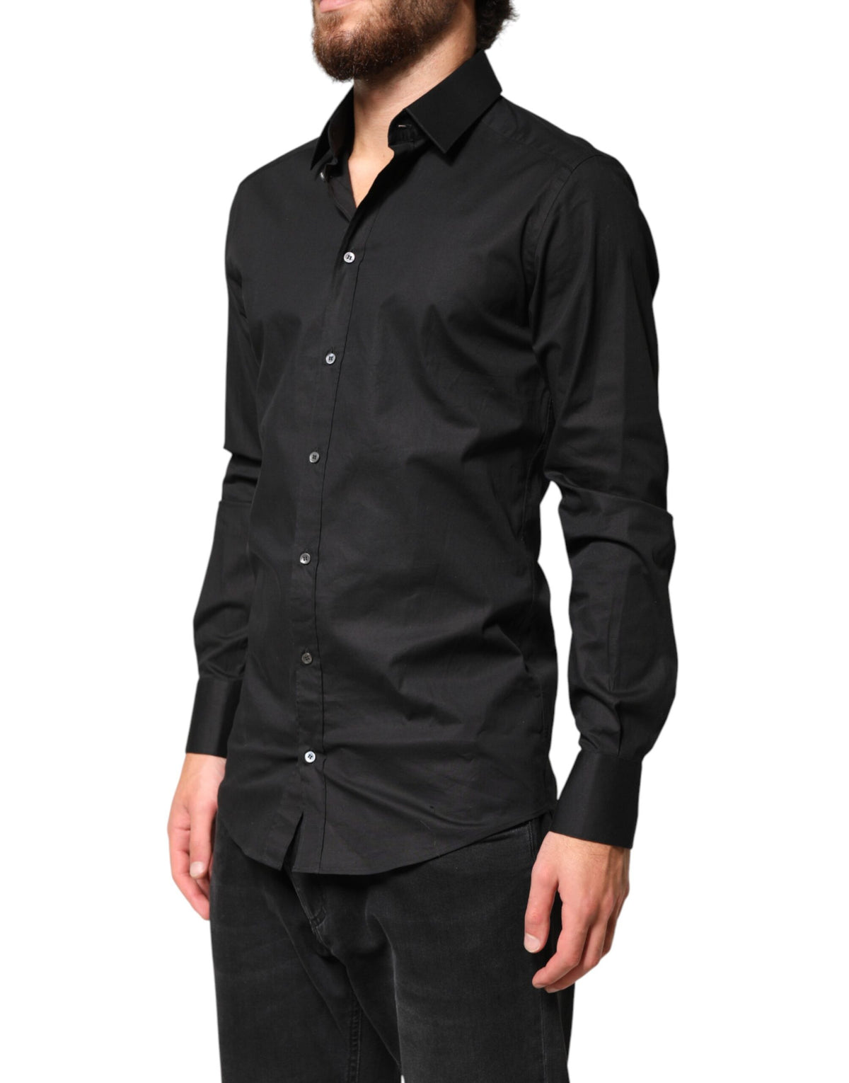 Chemise habillée formelle pour homme Dolce &amp; Gabbana en coton noir et or