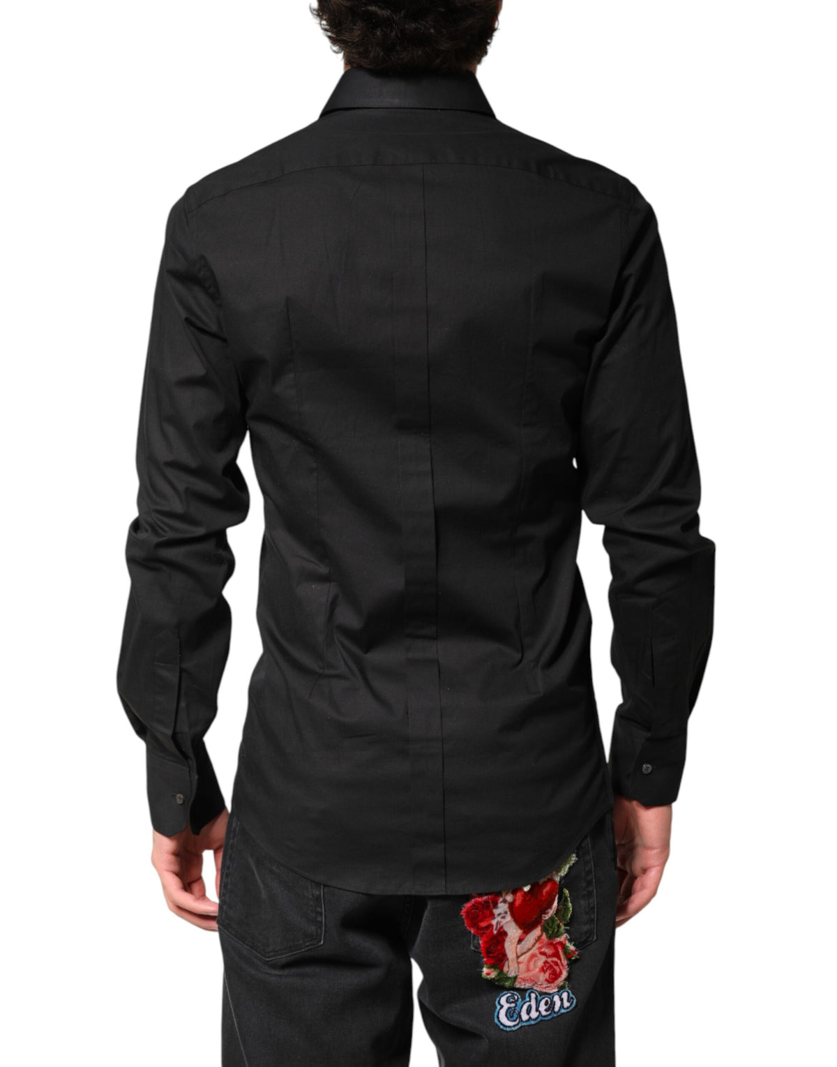 Chemise habillée formelle pour homme Dolce &amp; Gabbana en coton noir et or