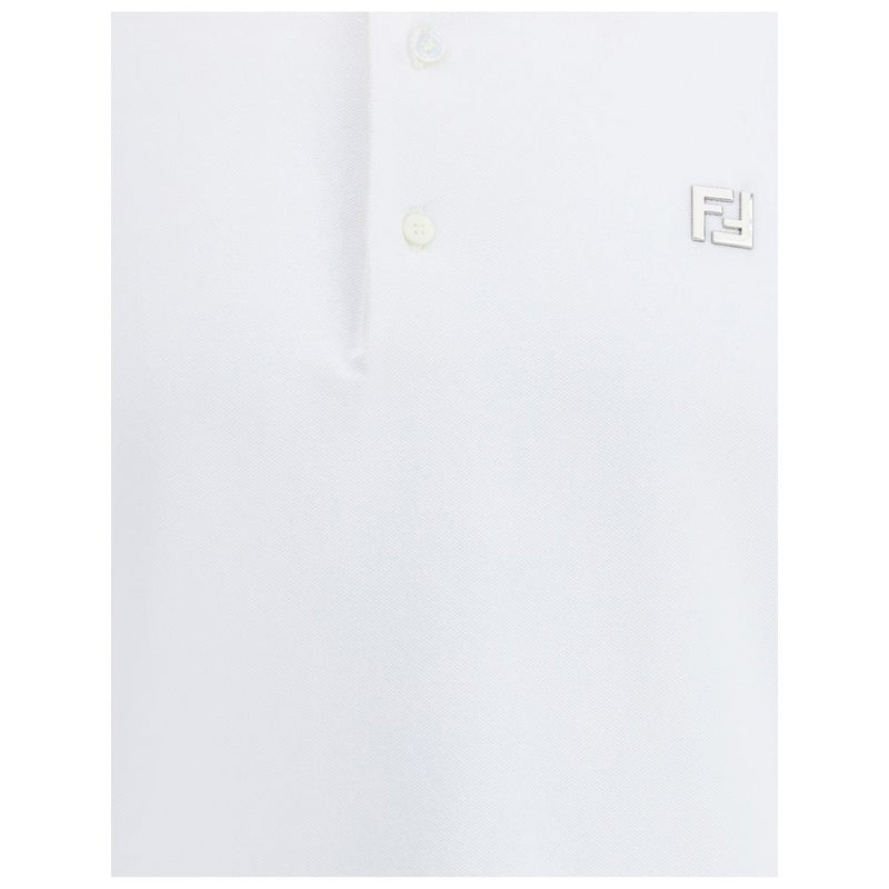 Fendi White Cotton Polo Shirt
