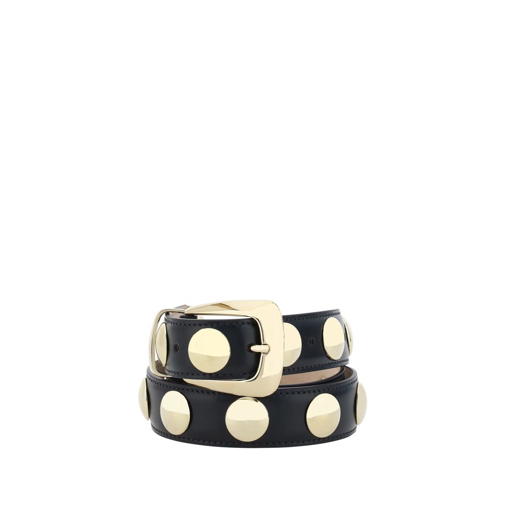 Ceinture en cuir de veau noir Khaite Benny