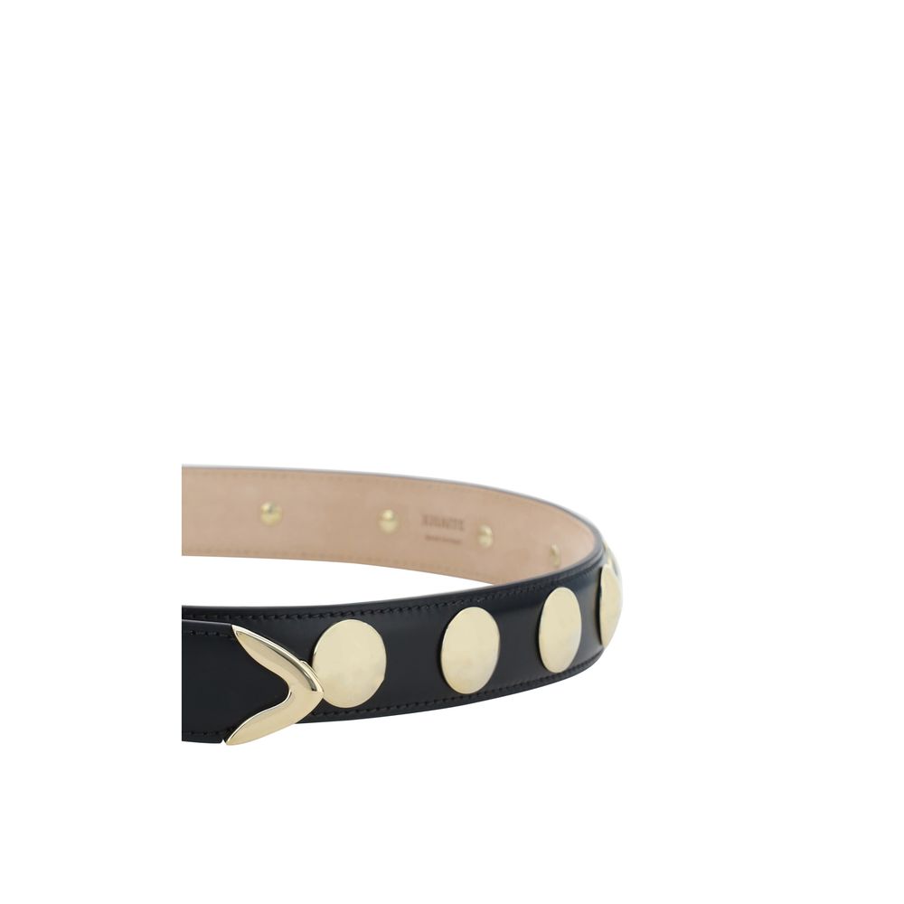 Ceinture en cuir de veau noir Khaite Benny