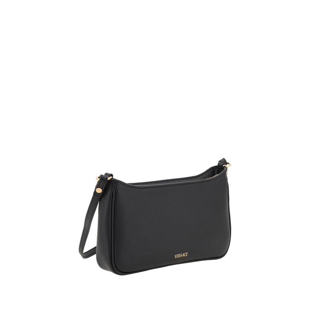 Sac à bandoulière en cuir de veau noir Versace Mini Medusa