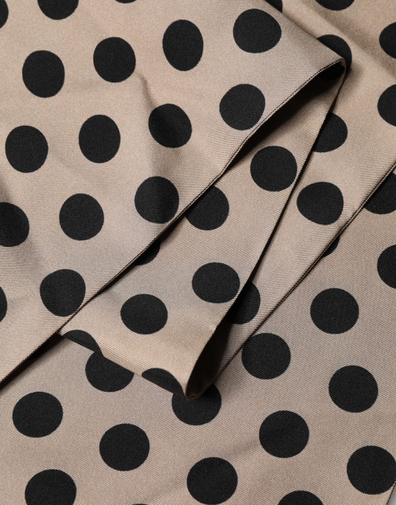 Dolce &amp; Gabbana Bruine Polka Dot Zijden Franjes Foulard Sjaal