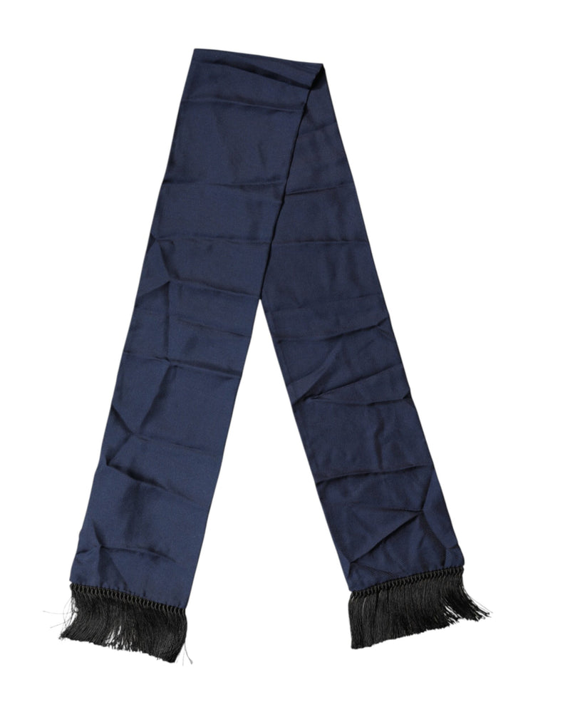 Foulard Dolce &amp; Gabbana bleu marine en soie à franges