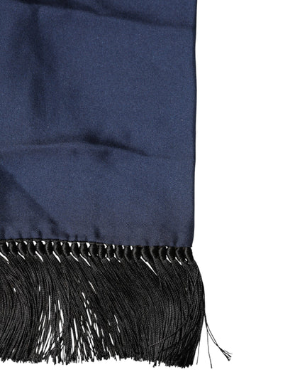 Foulard Dolce &amp; Gabbana bleu marine en soie à franges