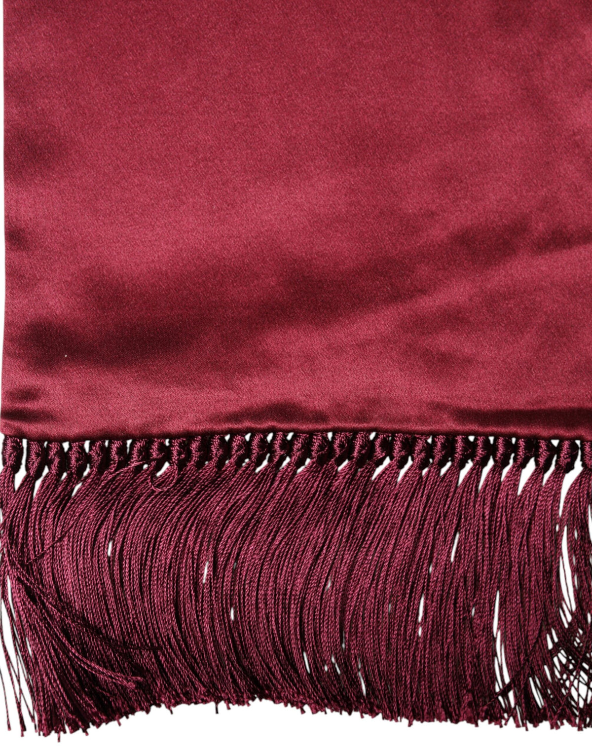 Foulard Dolce &amp; Gabbana rouge en satin de soie à franges