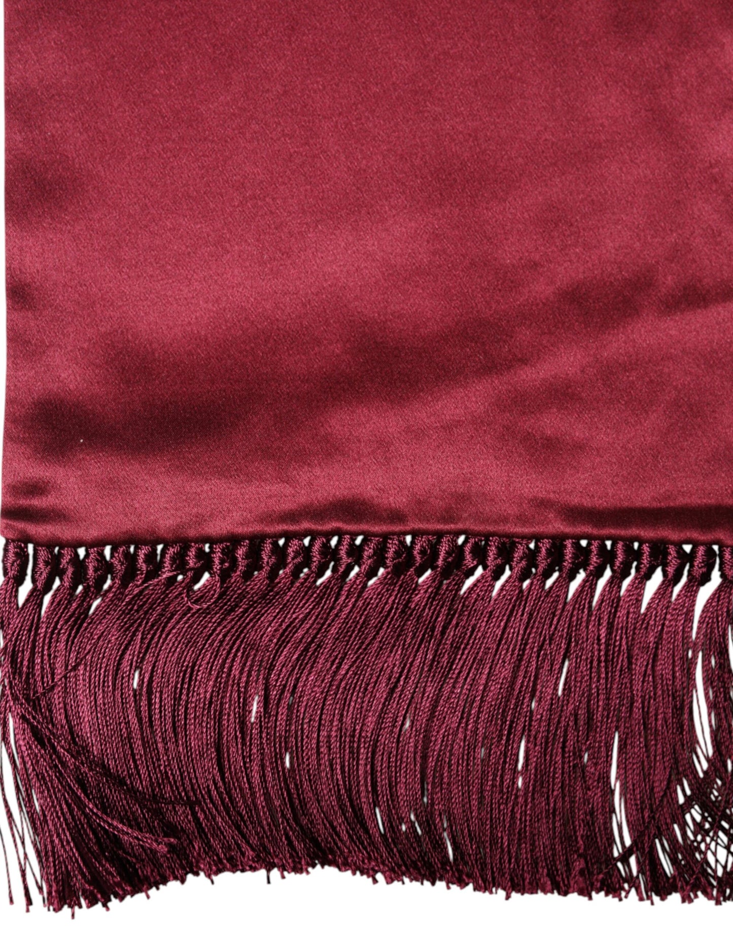 Foulard Dolce &amp; Gabbana rouge en satin de soie à franges